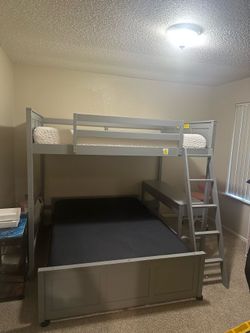 Grey Bunk bed set with side desk
