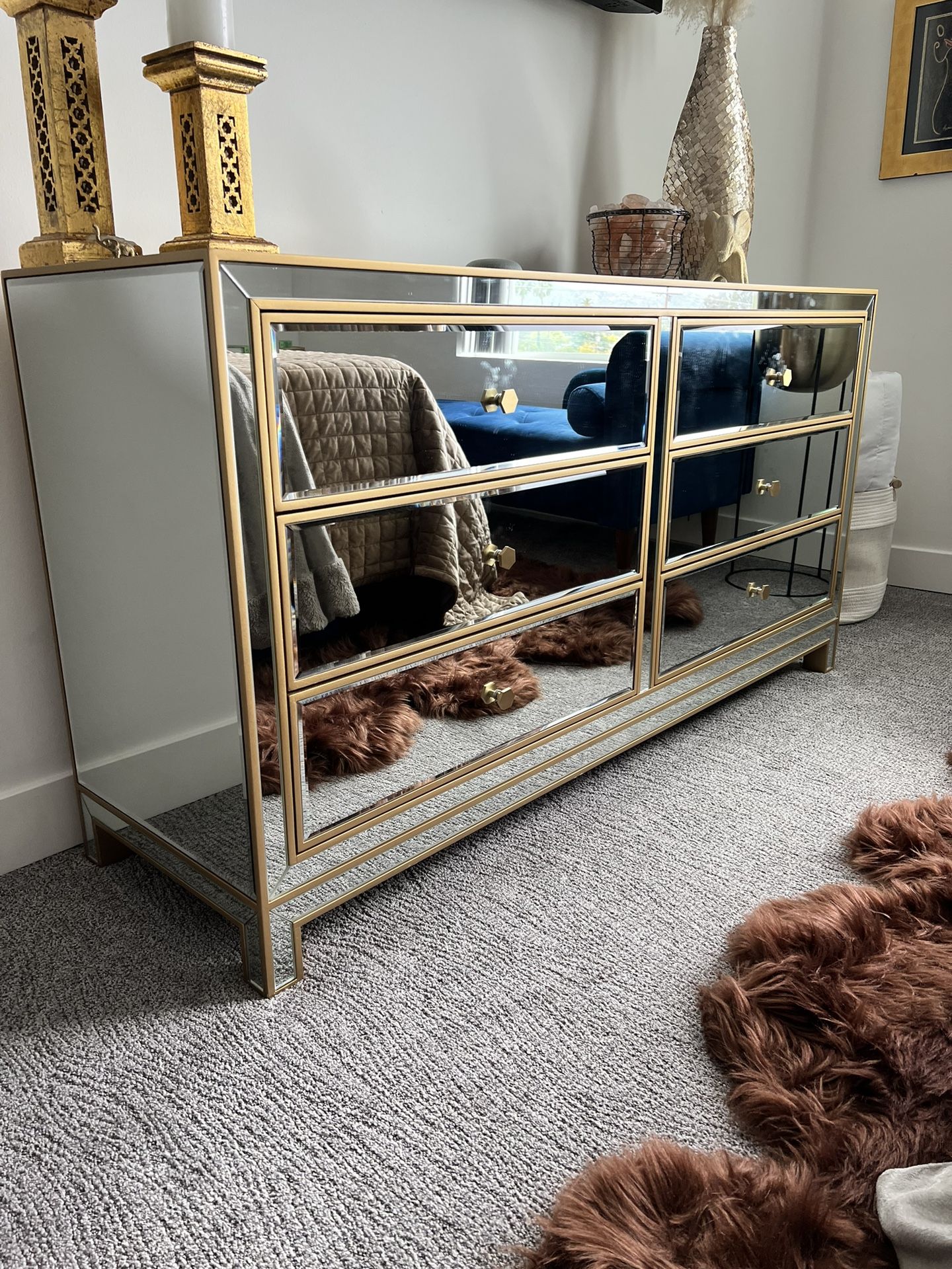 Gold mirrored dresser