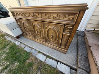 Ornate Gold Carved Wood Sideboard Buffet Cabinet