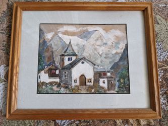 12"X9.5"  Framed Watercolor Painting