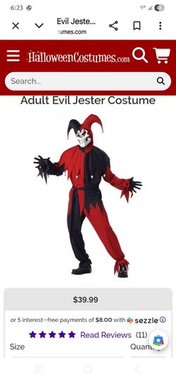 Evil jester halloween costume Adult Small
