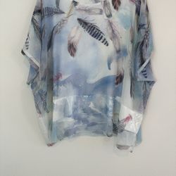 Poncho Blouse Feather Sequined Chiffon Blouse Princess Cruises 