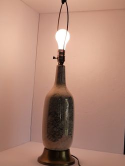 Mid Century Ceramic Gold Drizzled Lamp