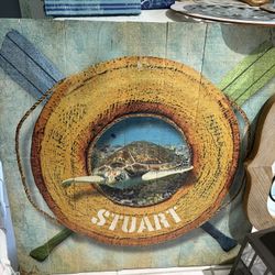 Sea Turtle STUART Beach House Wood Picture