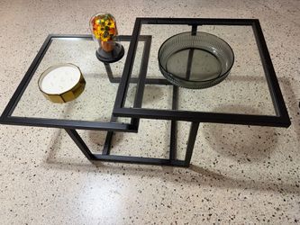Modern Black Glass Coffee Table Set