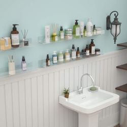 Clear Acrylic Floating Wall Ledge Shelf 36" Set of 4