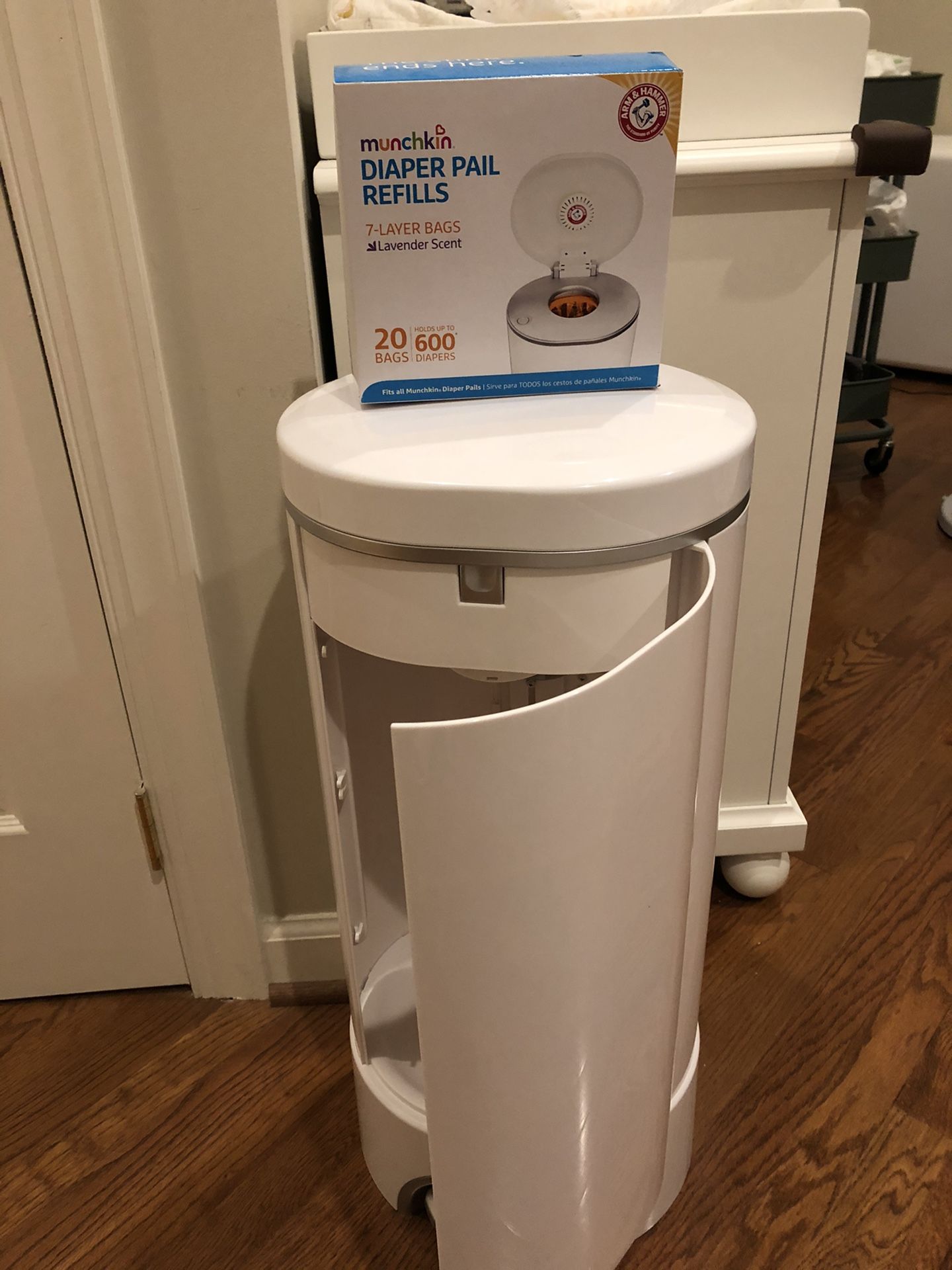 Diaper pail with 30 refill bags