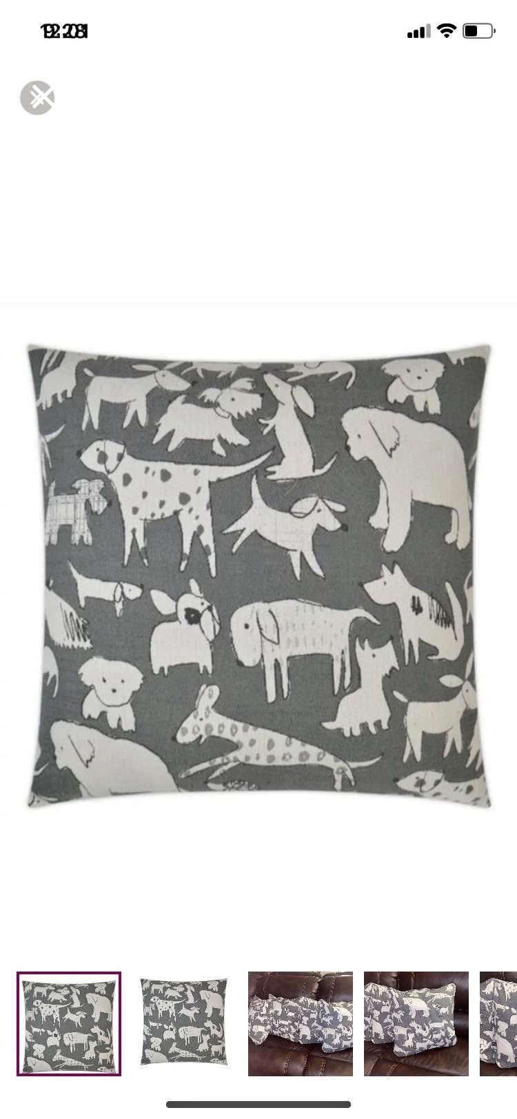 Set Of 4 Dog Design Feather Pillows.