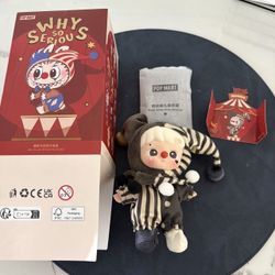 AUTHENTIC Pop Mart WHY SO SERIOUS Series Hacipupu Silver Mist Clown Vinyl Plush Pendant