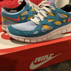 Nike Free Run 2 Size 10.5 Running Shoes Cyber Teal Crimson 537732-405 Mens