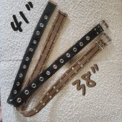 2 ADJUSTABLE BELTS WITH GROMMETS S M L ROLLER BALL METAL BUCKLES BOHO
