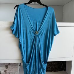 Blue Loose Top & Fitted Bottom Dress - Size M
