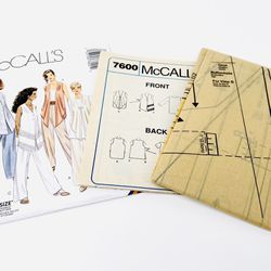 McCalls 7600 Sewing Pattern Asymmetrical Vests Pants Top Misses Sz XS-Med UNCUT