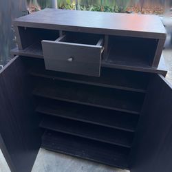 Used Espresso Color 5 Shelves Shoes Cabinet 