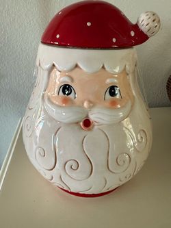 Johanna Parker Ceramic Santa Claus Cookie Jar with Lid