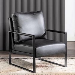 2pc Classic Mid Century Modern Accent Chair with Durable Square Metal Frame, Armchair for Living Room, Bedroom,