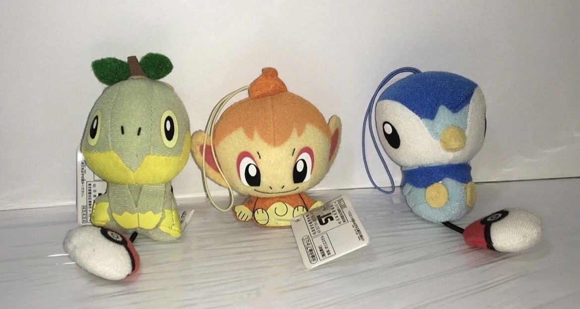 Vintage Pokémon Banpresto Sinnoh Starter String Plush