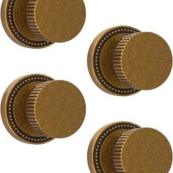 Ned 4 Pack Antique Brass Privacy Door Knobs with Lock, Vintage Door Handles with Antique Brass Door Knobs Interior for Bedroom or Bathroom, Heavy