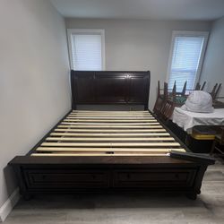 Solid Wood King Bed Frame And Matching Dresser 
