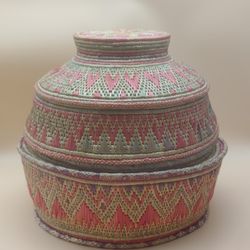 Handmade Dyed Orchid Root Basket   BALINESE