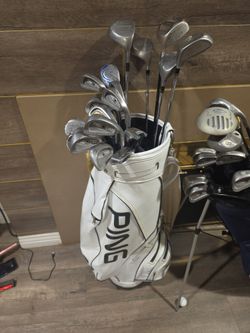 MEN'S COMPLETE GOLF CLUBS SET WITH PING  KARSTEN GOLF CART BAG  (19 clubs) GREAT CONDITION, RIGHT HANDED