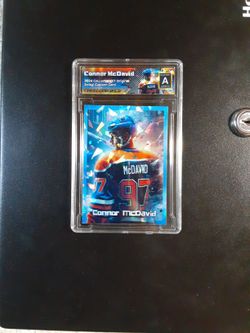 Connor McDavid Slab Blue Cracked Ice REFRACTOR Original Art Novelty Card 