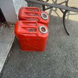 2 Metal Gas Cans Decorative Not For Gasoline