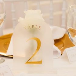 Wedding Table Numbers Frosted And Gold