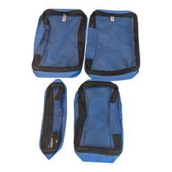 NWOT AARP 4 Piece Zippered Mesh Topped Luggage Organizer Cube Non-woven, Blue 
