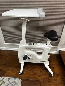 FlexiSpot Desk Bike with Adjustable Desk — White