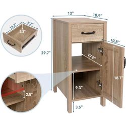 Puluomis Freestanding Bathroom Side Cabinet, 28-inch Modern Natural Color Wood Fixture Stand Pedestal Bathroom Storage Cabinet