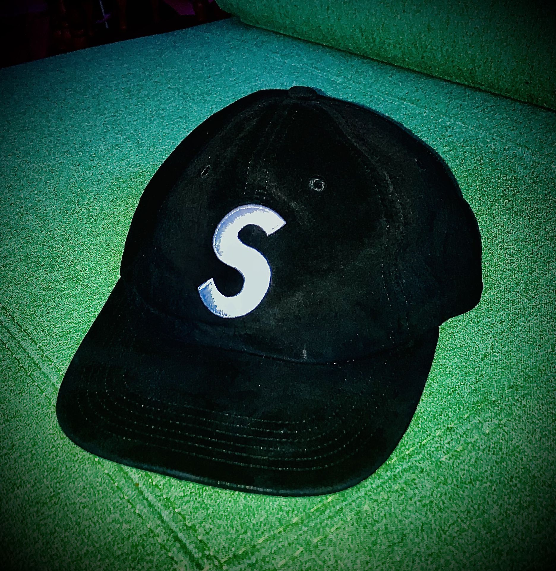 Supreme FW16 Suede S Logo 6 Panel Cap Black Box Logo