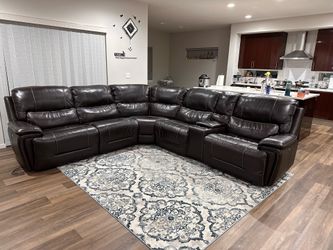 Leather Power Reclining Sectional with Power Headrests