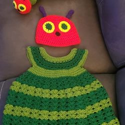 Crocheted 6-12 Month Outfit And Plushie