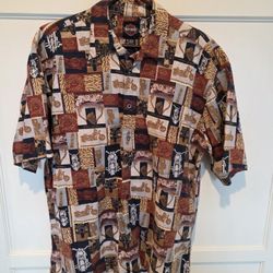 Harley Davidson Motorcycle Hawaiian-Style Button-Up Shirt -- Size Large