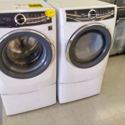 electrolux front load washer and dryer set on pedestals dryer