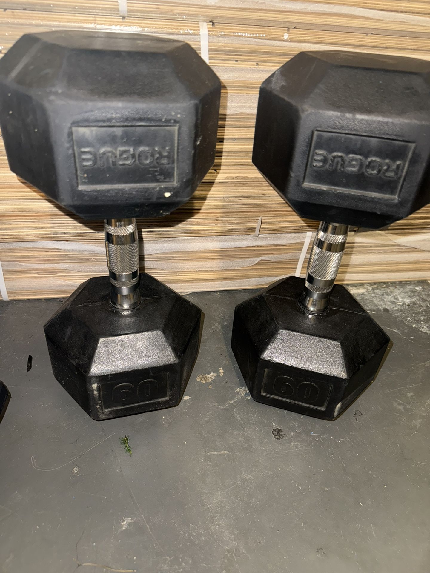 Rogue 60lb Dumbbells Heavy Duty Rubber Hex