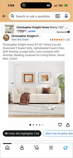 White Fabric Two-Seat Sofa