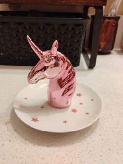 Pink Shiny Unicorn & Stars Jewelry/Ring Holder