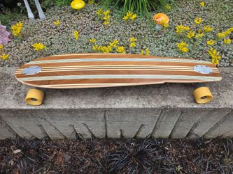 Pristine BING "Surfer" 3'5" Wood Inlay Long Board Skateboard *RARE
