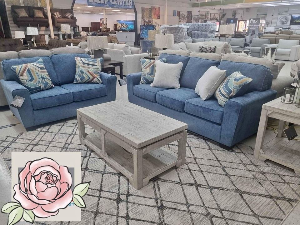 Cashton Blue Living Room Set ▪️# Sofa # Loveseat # Couch # Living Room Set Options Available