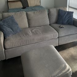 Gray Couch And ottoman / Lounge Seat