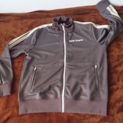 Palm Angels grey Track Jacket White Stripes Logo Size 2XL