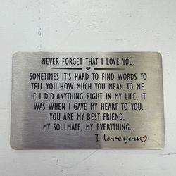 Stainless Steel I Love You Card