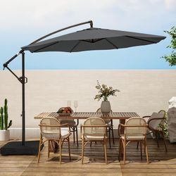 10ft Outdoor Patio Cantilever Umbrella With Base