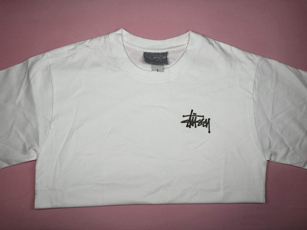 STUSSY LOGO WHITE BLACK T-SHIRT NEW SALE YOUNG MEN SIZE L A5