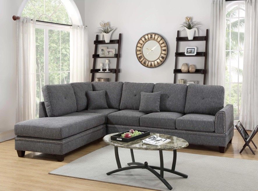 Brand New Grey Sectional Sofa (Pillows Included)
