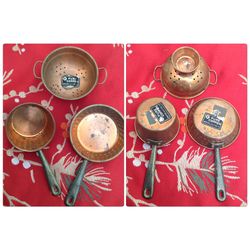 Real copper miniature pot, pan and coriander from Iltay