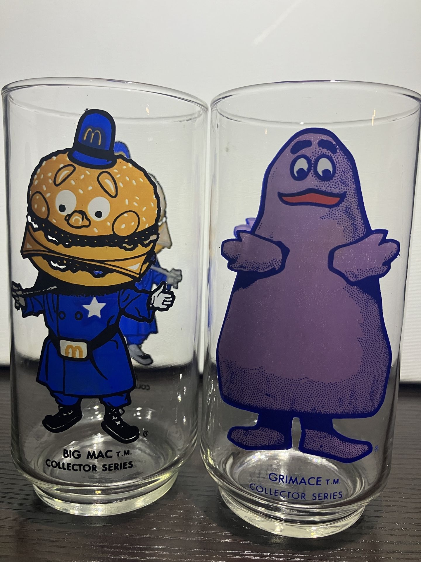 McDonalds Vintage Big Mac & Grimace Collector Glasses
