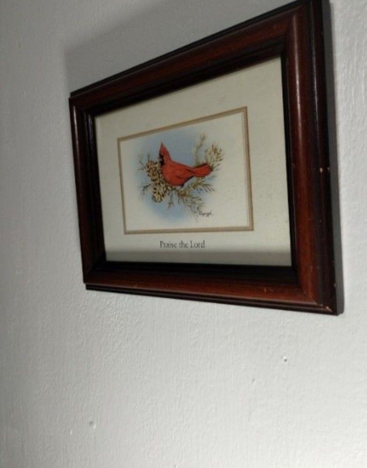 VINTAGE FRAMED PRINT - PRAISE THE LORD 9"×6.5"